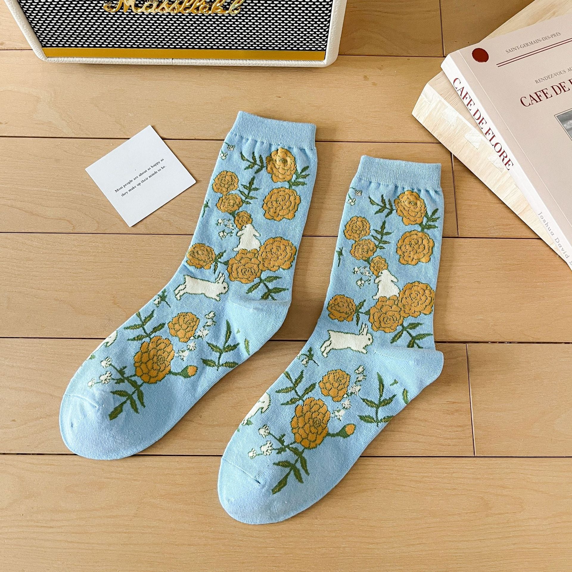 Women’s 3D Blossom Crew Socks – Japanese Preppy Cotton Socks for Spring Summer