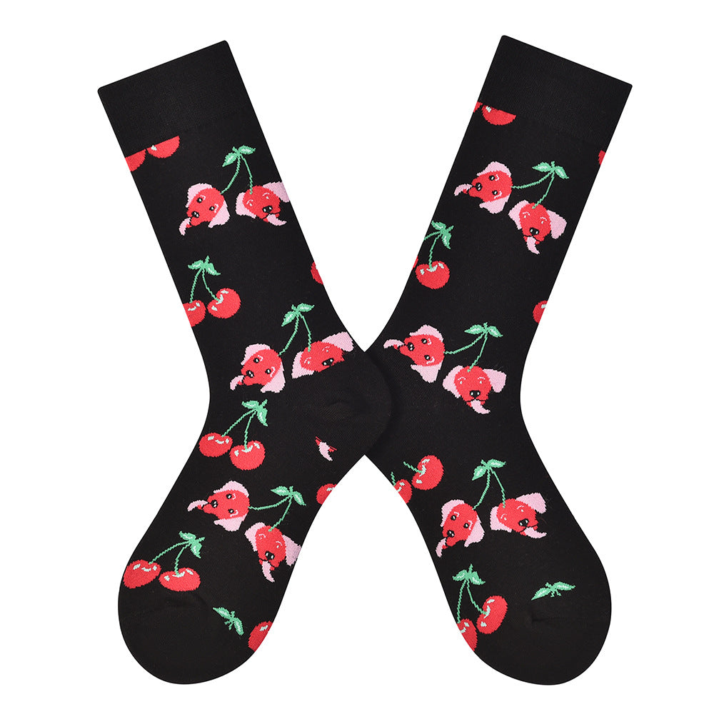 Women’s Whimsical Fauna Long Crew Socks – Cute Four-Season Cotton-Blend Socks