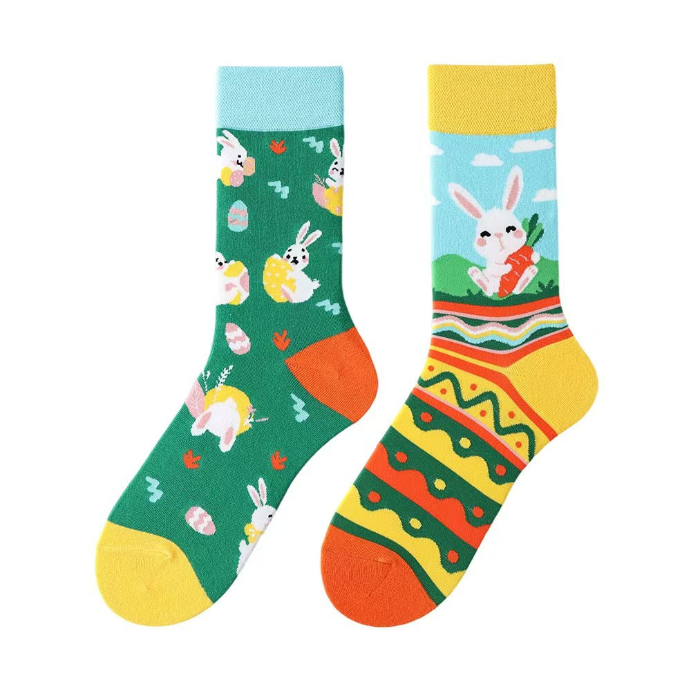 Odd Pair Stories Jacquard Crew Socks