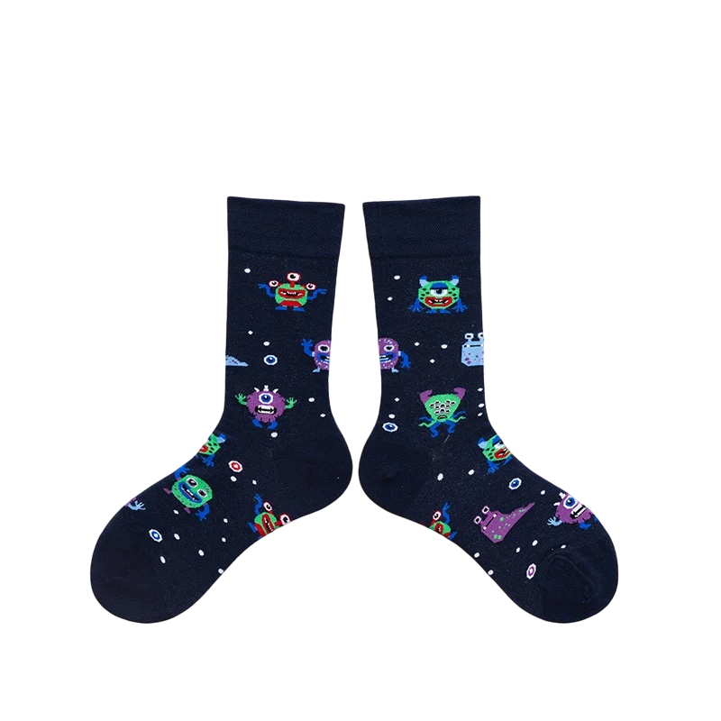 Unisex Animated Symbol Crew Socks – Modern Fall Winter Couple Socks