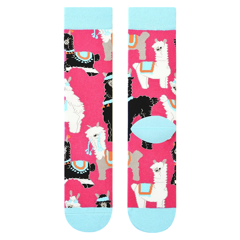 Women’s Cartoon Portrait Straight-Cuff Socks – Fun Everyday Cotton-Blend Socks