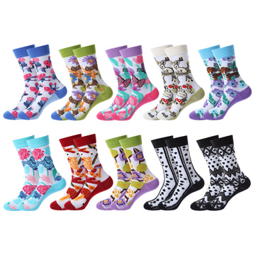 Sheer Floral Butterfly Crew Socks