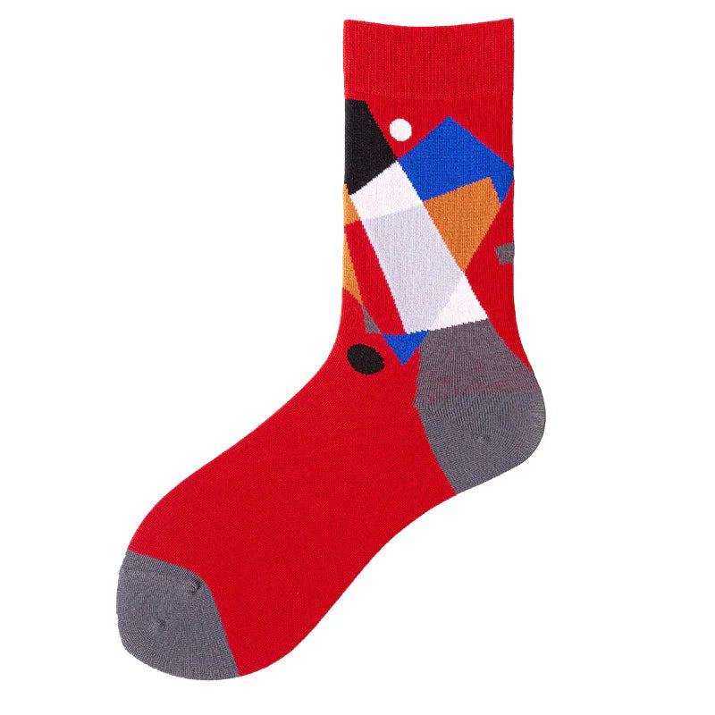 Women’s Graphic Mid-Calf Socks – Casual Cotton Matching Socks for Couples