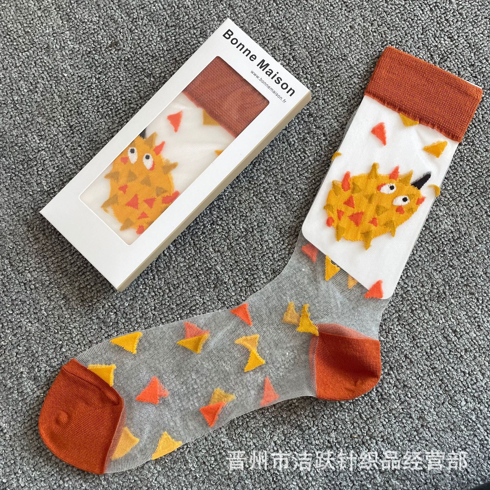 Bonne Sheer Pattern Crew Socks - Design 09
