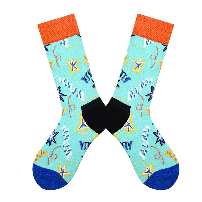 Women’s Nordic Animal Geometry Crew Socks – Colorful Illustrated Casual Socks