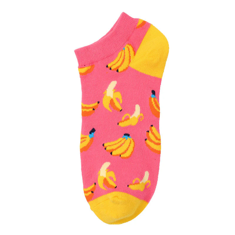 Unisex Playful Fruit Low Cut Socks – Lightweight Cotton Summer Boat Socks