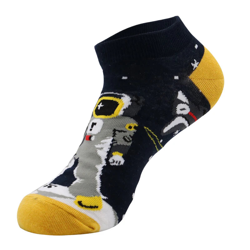 Men’s Fruit Illustration No-Show Socks – Thin Casual Summer Boat Socks