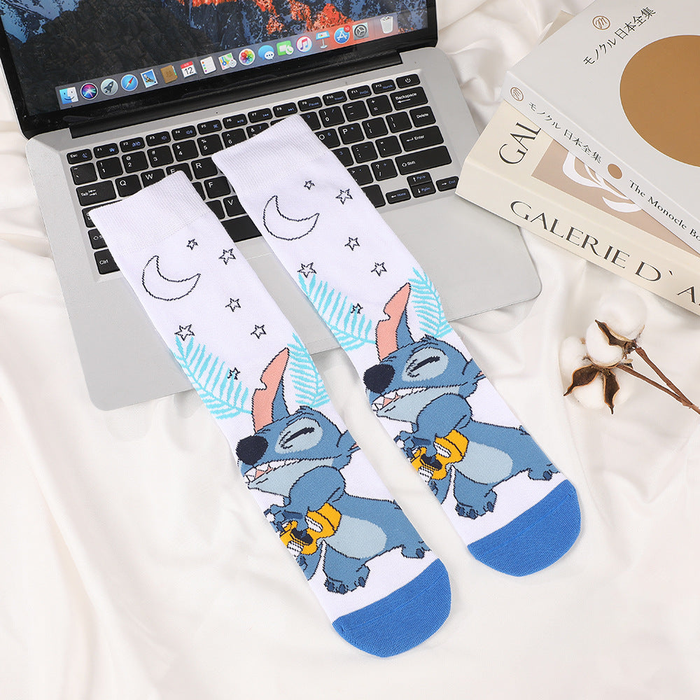 Unisex Character Print High-Crew Socks – Cute Cotton-Blend Streetwear Socks
