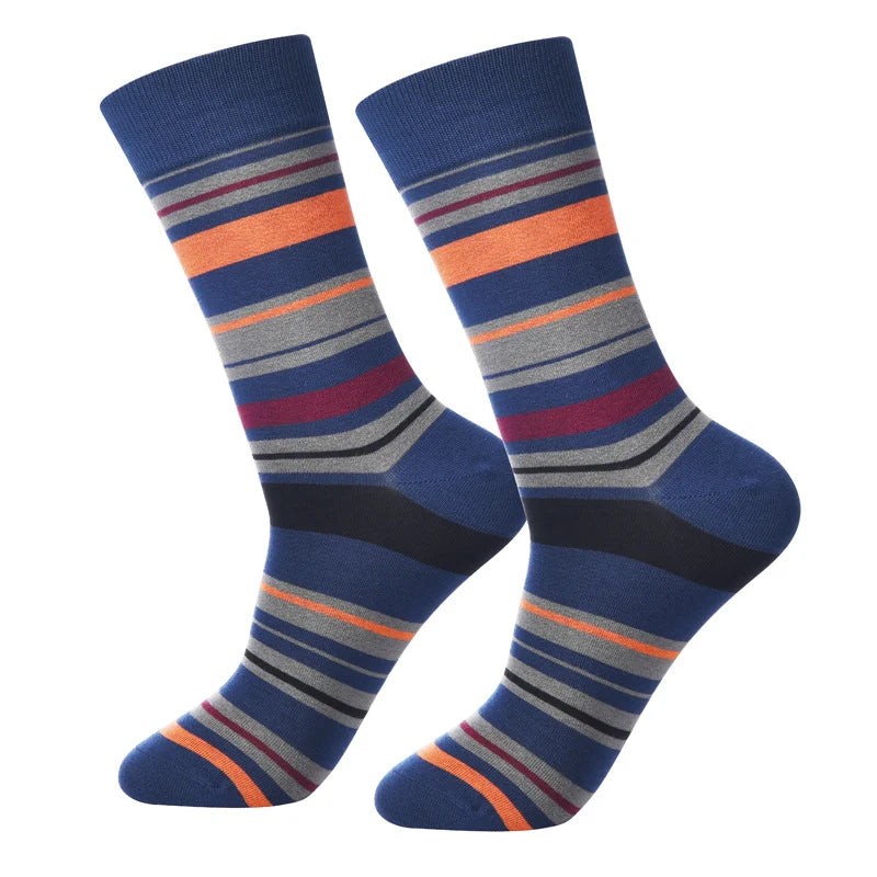 Men’s Artbook Doodle Long Crew Socks – Vintage Urban Cotton-Blend Socks