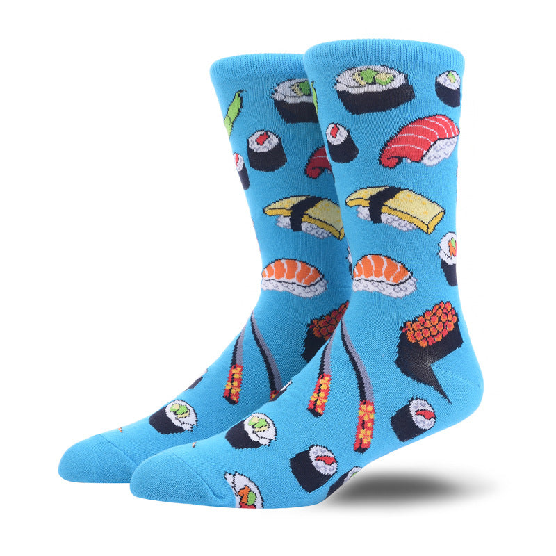Men’s Japanese Food Long Crew Socks – Retro Streetwear Everyday Socks