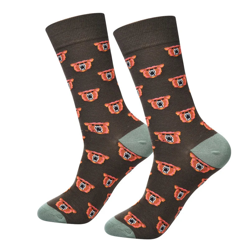 Men’s Abstract Ink Crew Socks – Creative Combed Cotton-Blend Everyday Socks