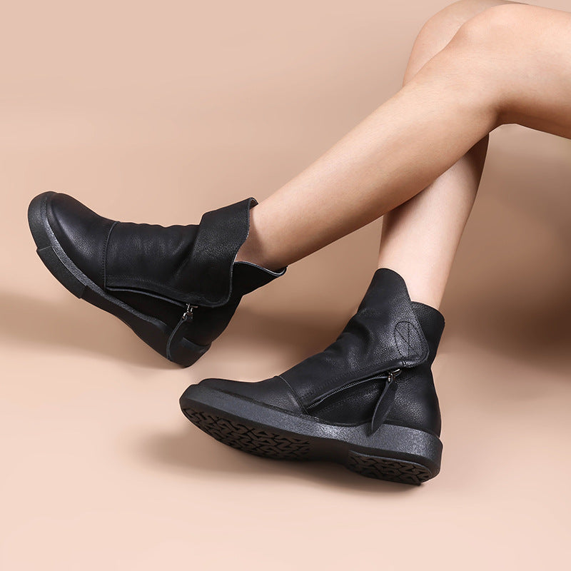 Women’s Leather Side-Zip Ankle Boots