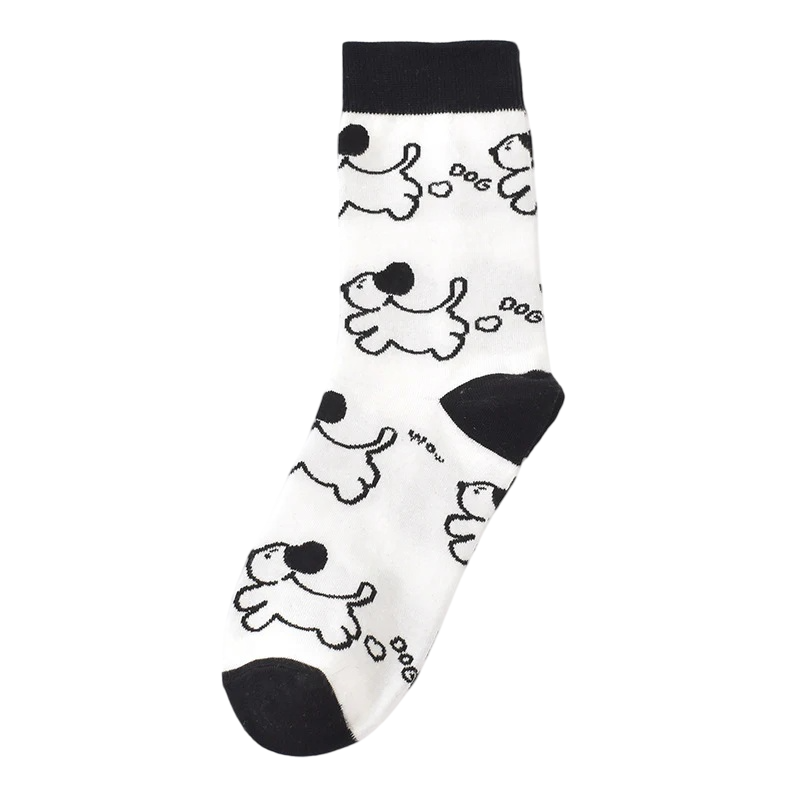 Unisex Monochrome Streetwear Mid-Calf Socks – Casual Cotton Matching Socks