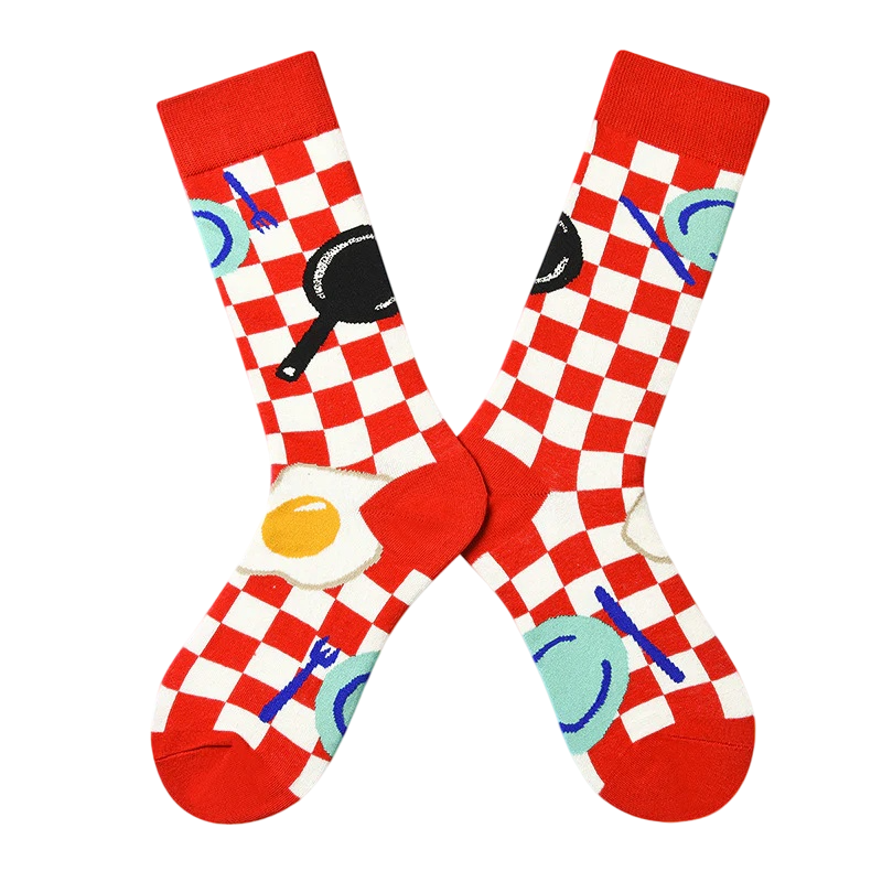 Women’s Block Check Tube Socks – Moisture-Absorbing Urban Fashion Socks