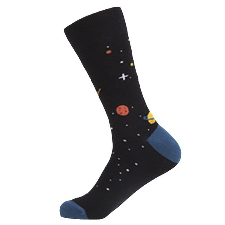 Space Pattern Crew Socks - Bright Yellow