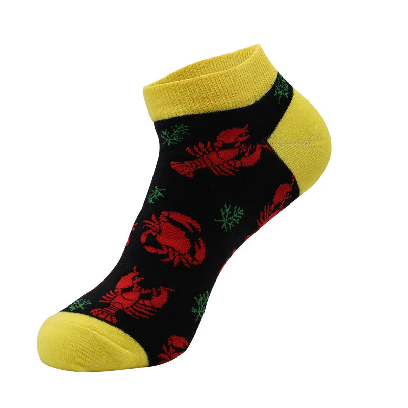 Unisex Fun Fruit & Sea Animal No-Show Socks – Thin Summer Cotton Boat Socks