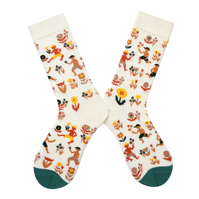 Women’s Forest Fern Mid-Calf Socks – Nature-Inspired Fall Winter Fashion Socks
