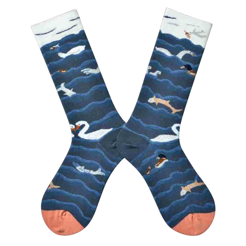 Women’s Brown Palette Critter Long Socks – Literary Gallery-Inspired Fashion Socks