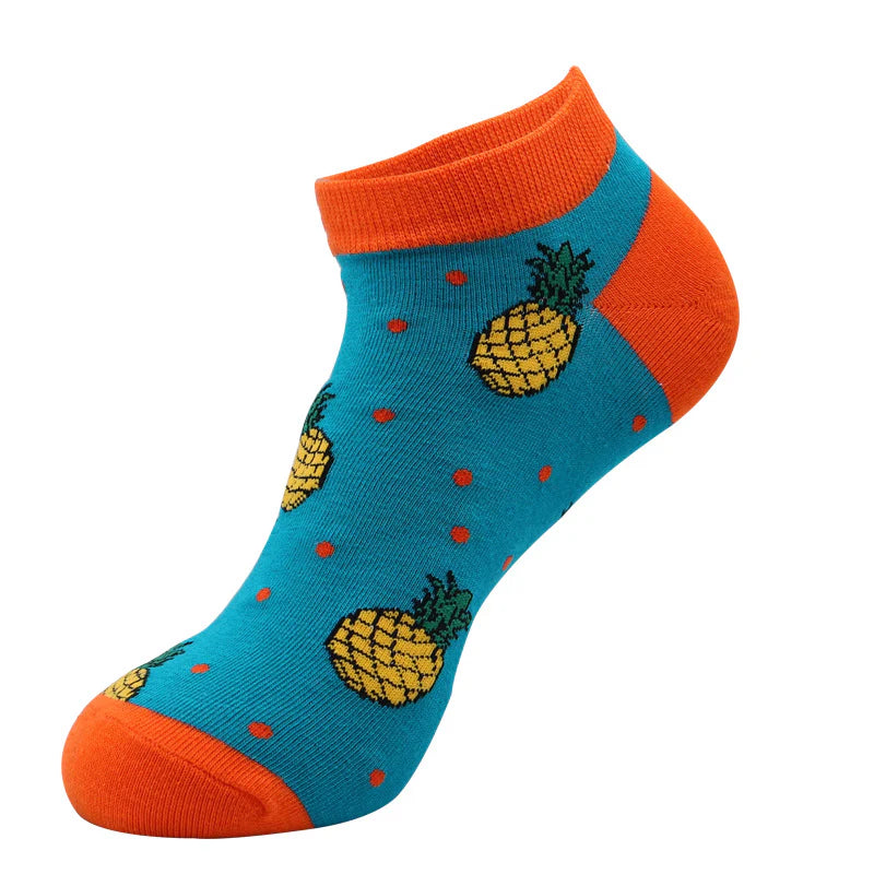 Men’s Fruit Print No-Show Socks – Lightweight Cotton-Blend Summer Socks