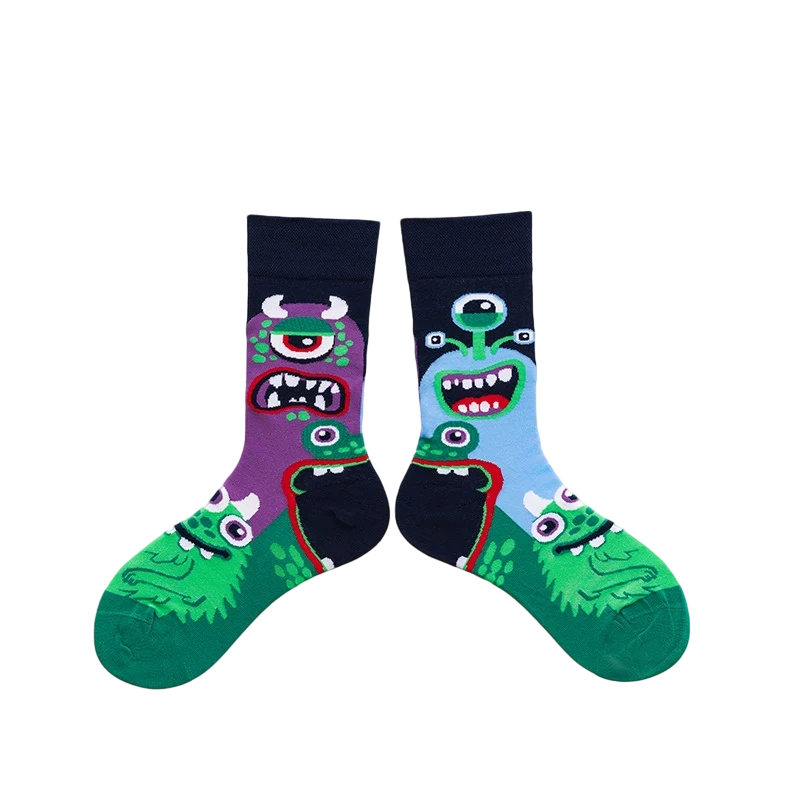 Unisex Animated Symbol Crew Socks – Modern Fall Winter Couple Socks