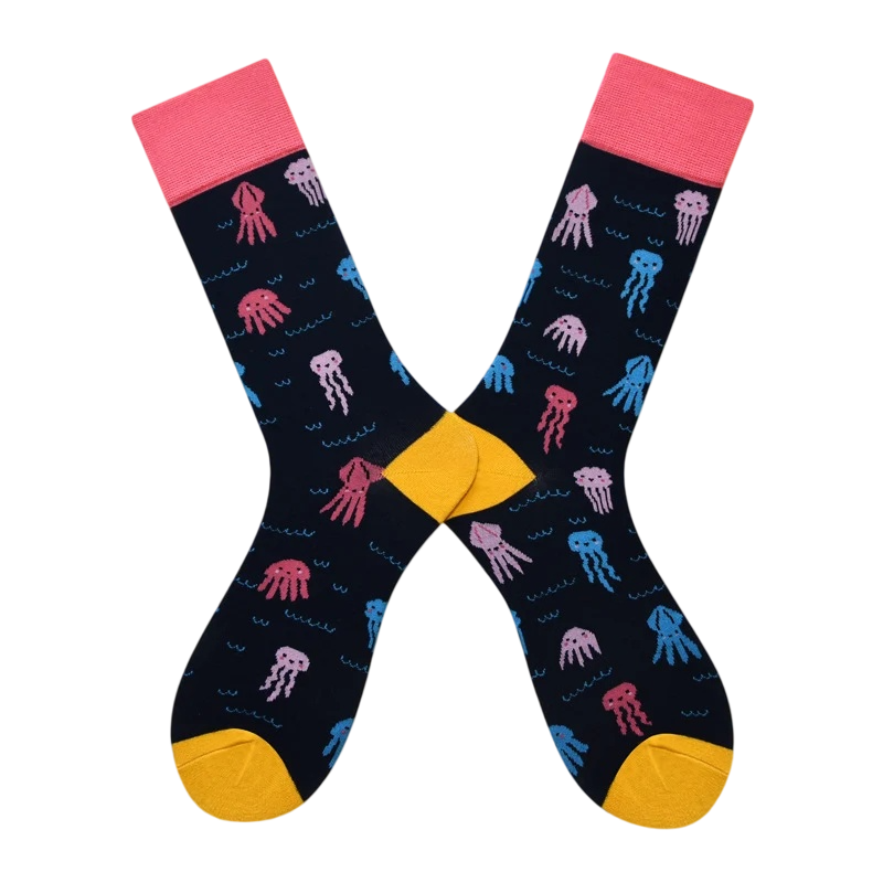 Women’s Cartoon Fruit High-Crew Socks – Playful Cotton-Blend Couple Socks