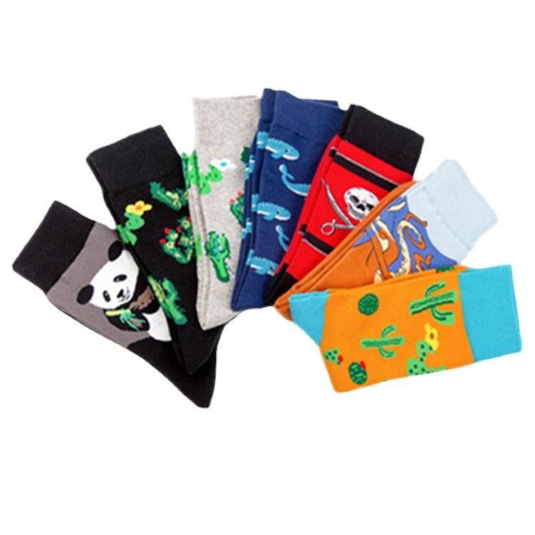 Cactus & Animal Crew Socks - Navy Whale