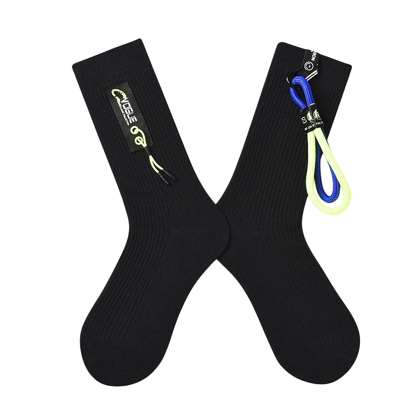 Women’s Safety-Pin Chain Crew Socks – Punk-Inspired Cotton-Blend Winter Socks