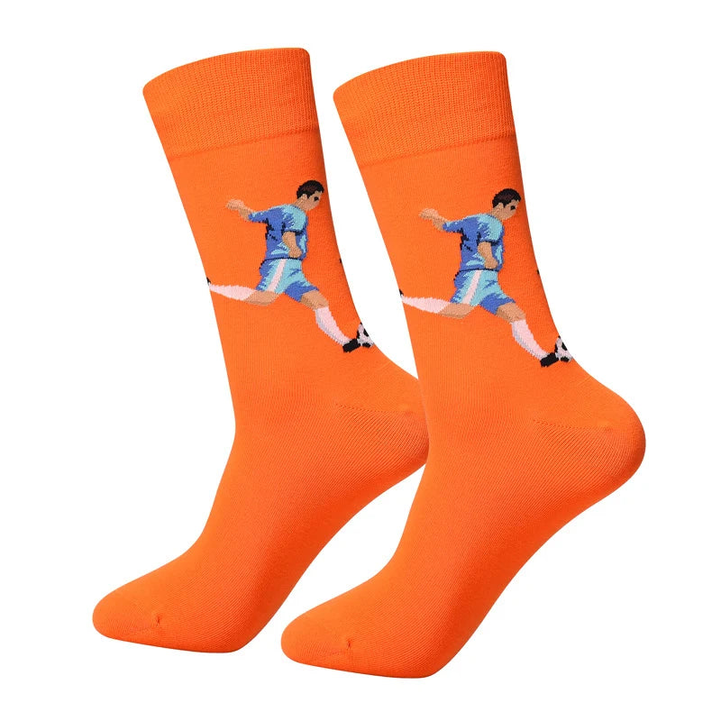 Men’s Graffiti Sketch Crew Socks – Combed Cotton-Blend Fall Winter Socks