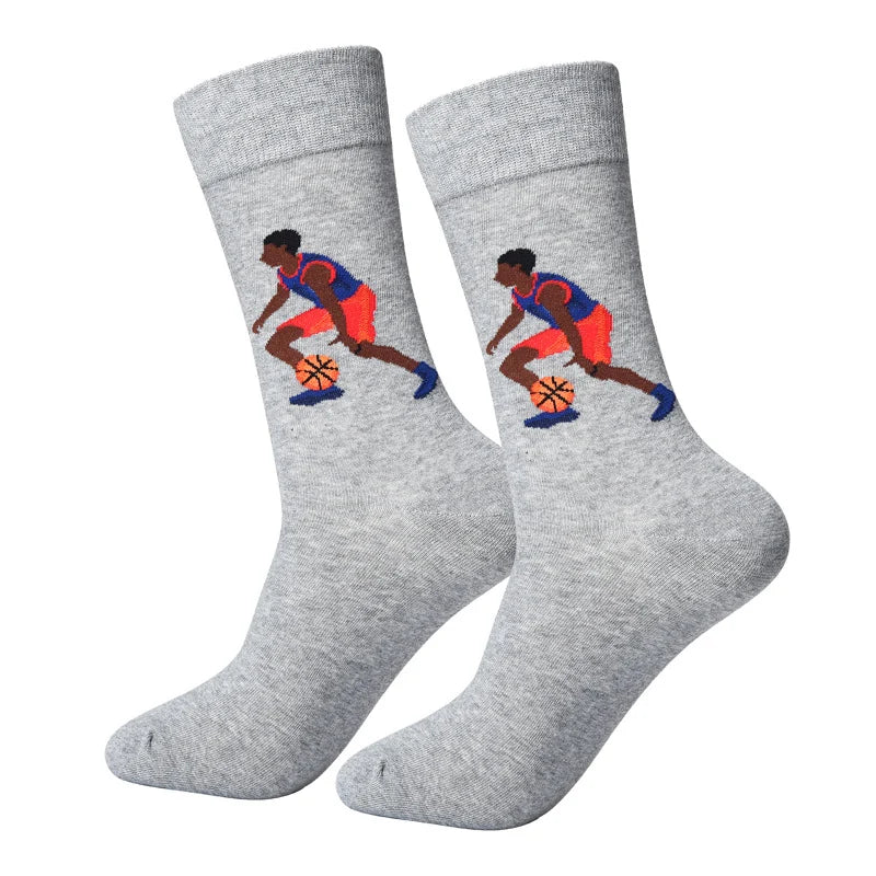 Men’s Graffiti Sketch Crew Socks – Combed Cotton-Blend Fall Winter Socks