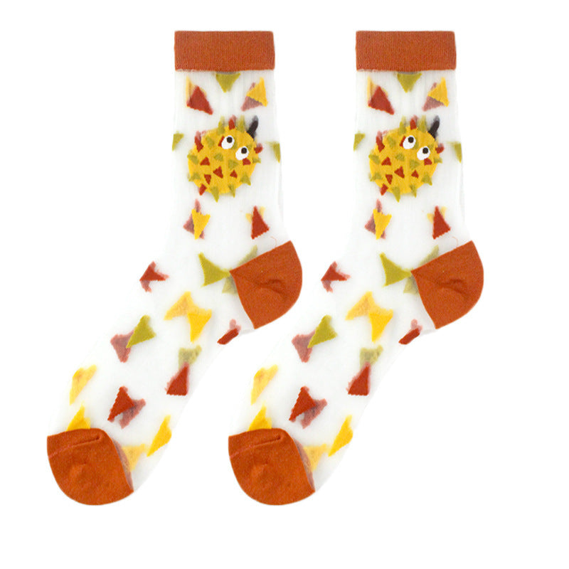 Nature Stories Sheer Art Crew Socks