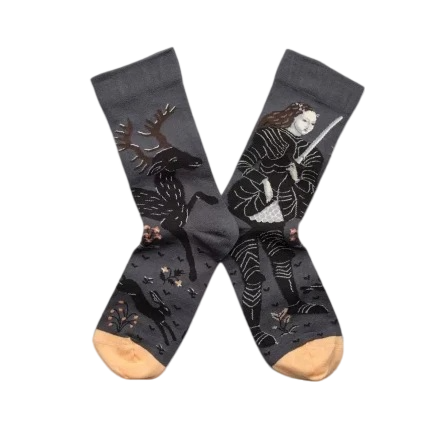 Women’s Maillard Animal Portrait Crew Socks – French-Inspired Vintage Art Socks
