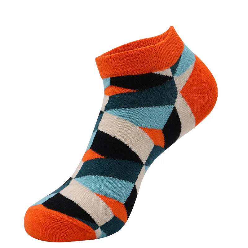 Unisex Playful Summer No-Show Socks – Fruit Animal Geometric Cotton Boat Socks