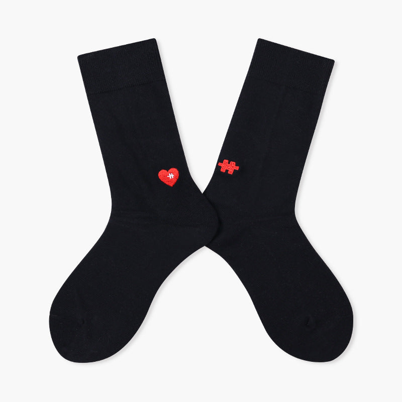 Unisex Berry Stitch Mid-Calf Socks – Combed Cotton-Blend Matching Everyday Socks