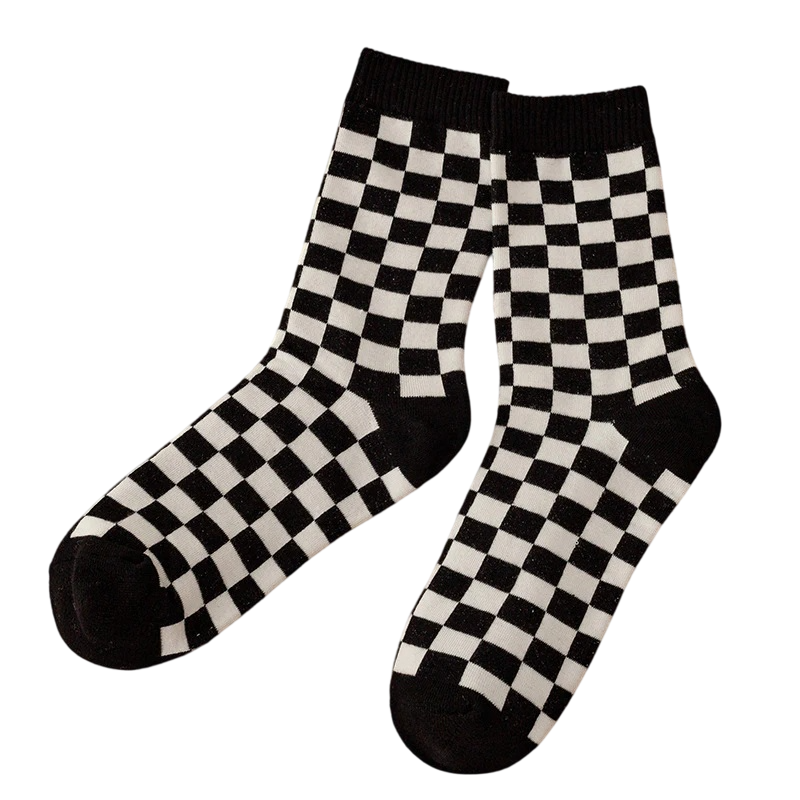 Unisex Monochrome Streetwear Mid-Calf Socks – Casual Cotton Matching Socks