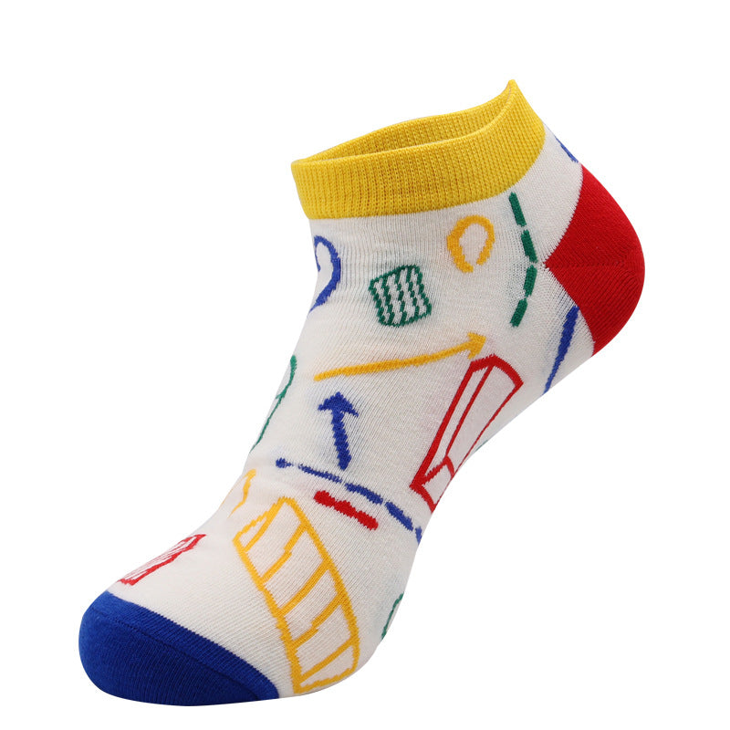 Unisex Cute Pattern No-Show Socks – Lightweight Cotton Summer Boat Socks