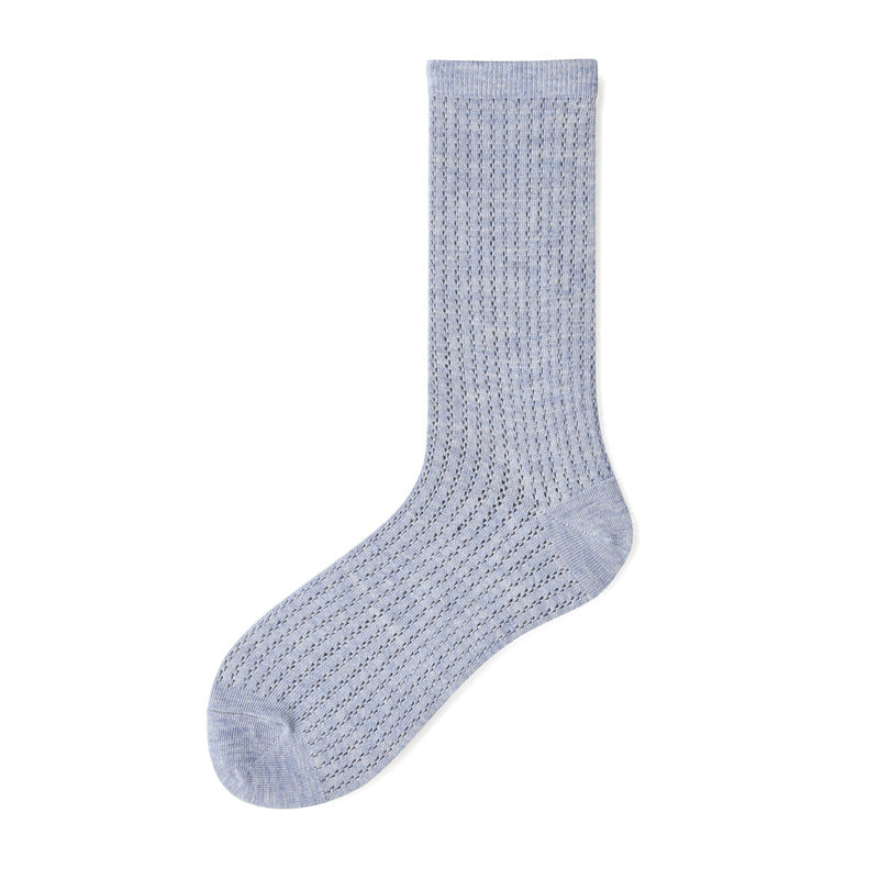 Women’s Candy Color Mesh Crew Socks – Japanese-Inspired Breathable Summer Socks