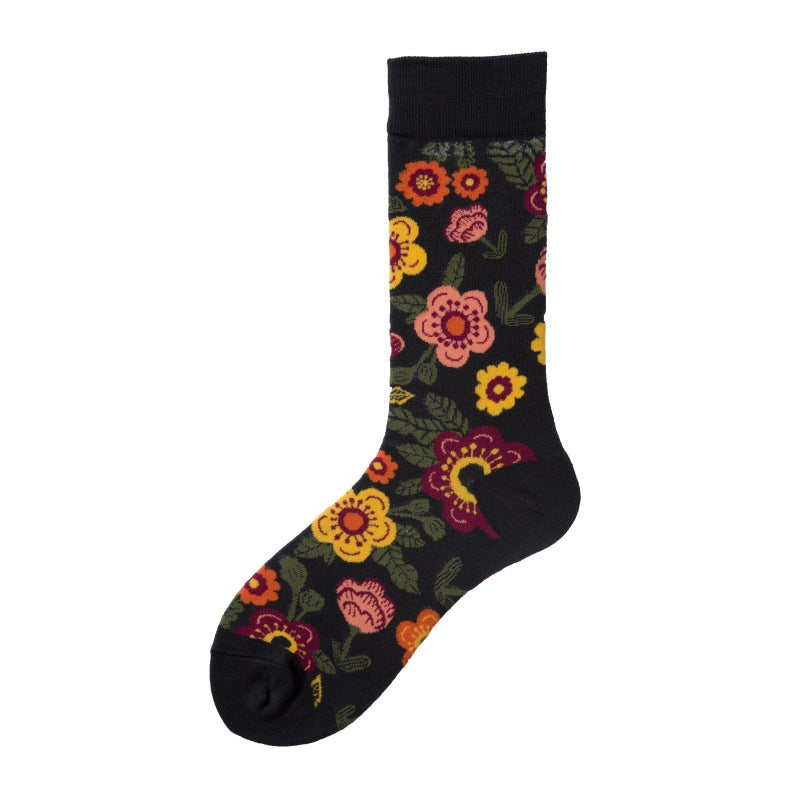 Women’s French-Inspired Face Mismatched Crew Socks – Korean-Style Couple Socks