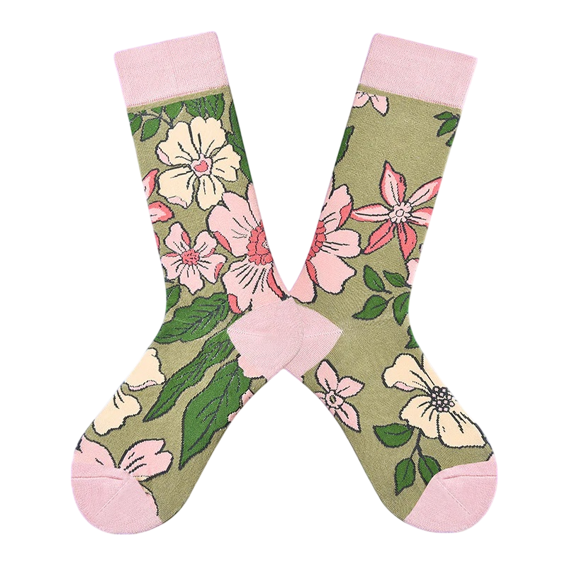 Women’s Retro Grid High-Crew Socks – Graphic Street Style Winter Socks