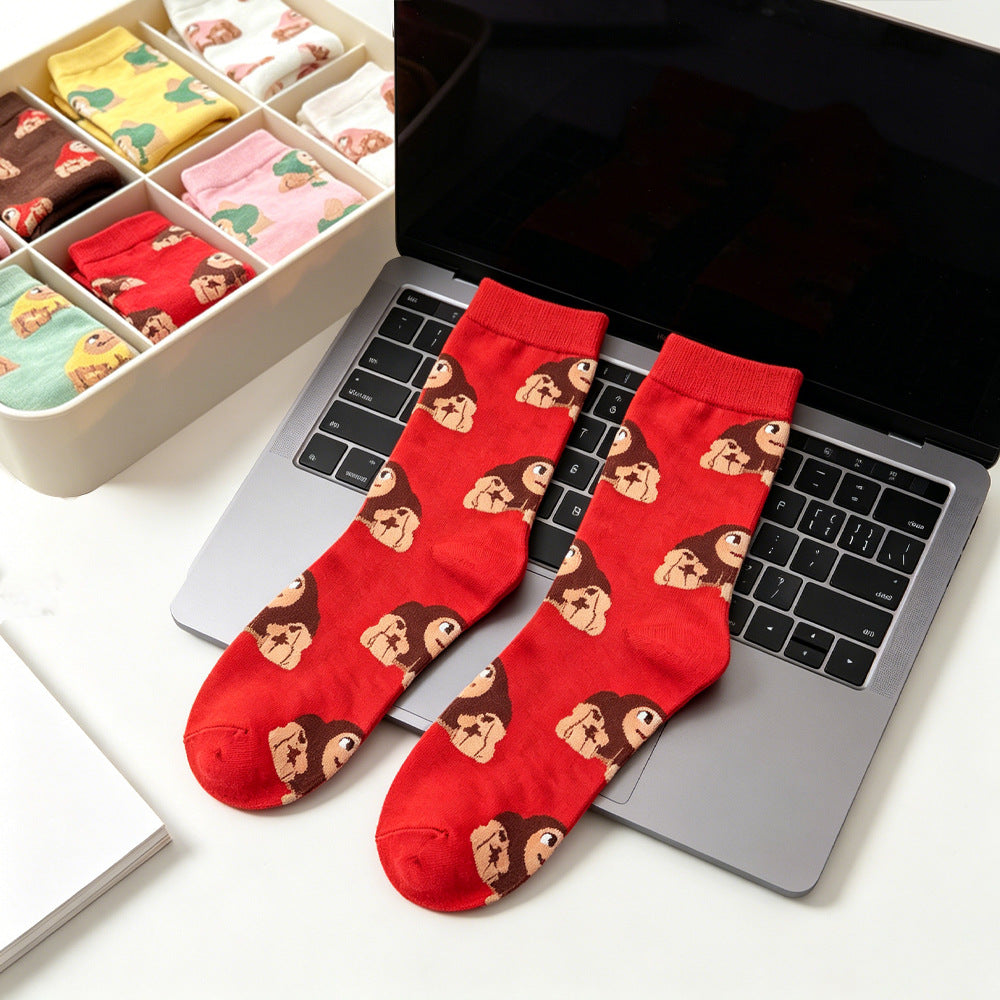 Women’s Cartoon Animal Long Crew Socks – Casual Cotton Athletic Socks