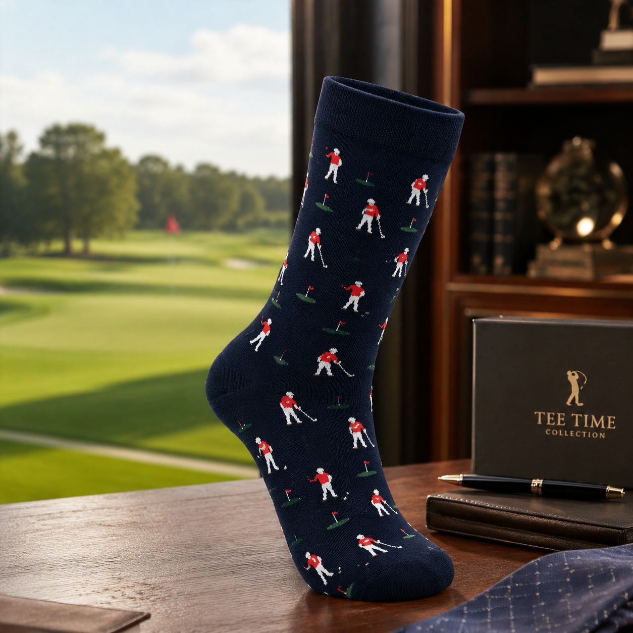 Men’s Fairway Icon Crew Socks – Classic Novelty Business Casual Socks