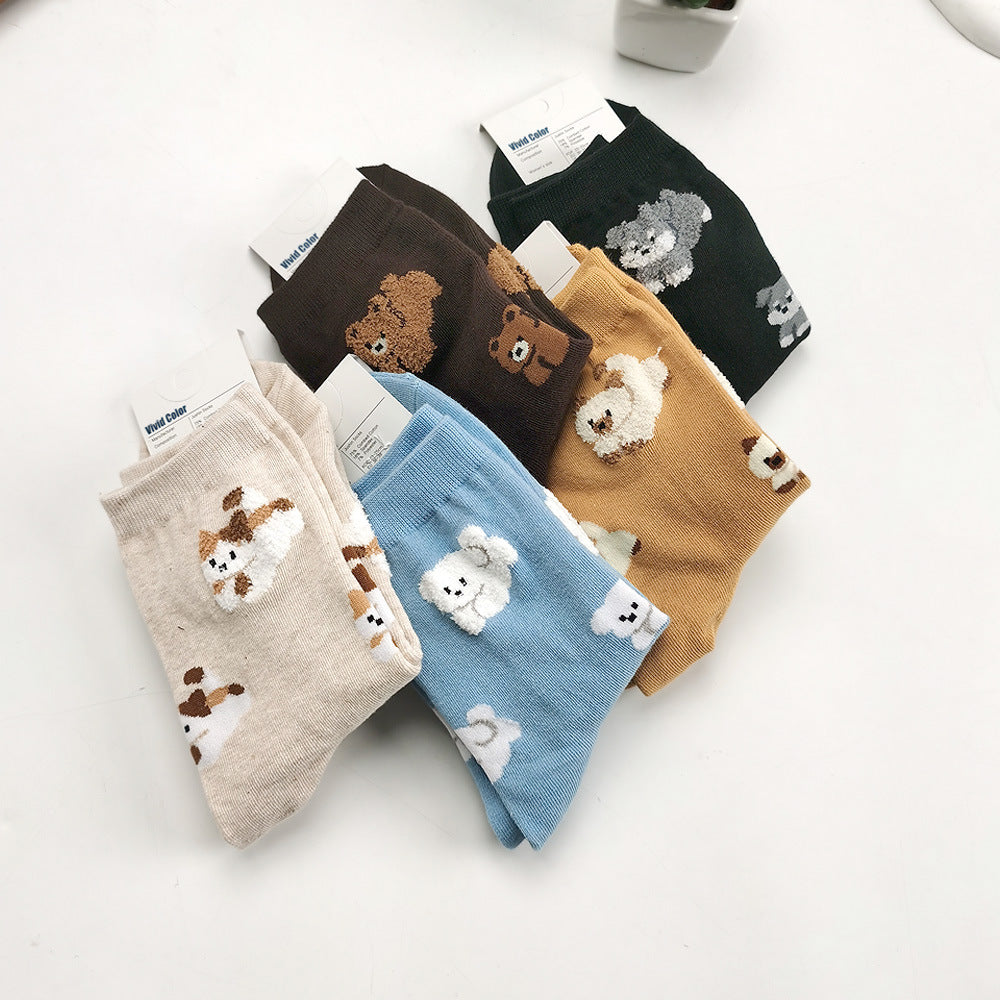 Women’s Campus Animal Crew Socks – Cute Moisture-Absorbing Cotton Socks