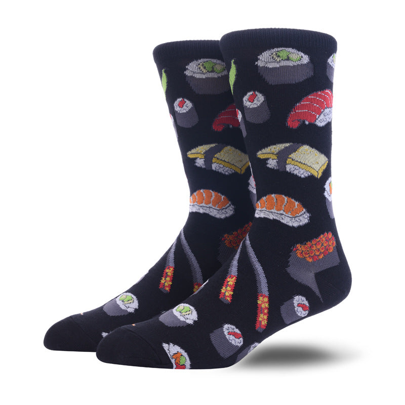 Men’s Japanese Food Long Crew Socks – Retro Streetwear Everyday Socks
