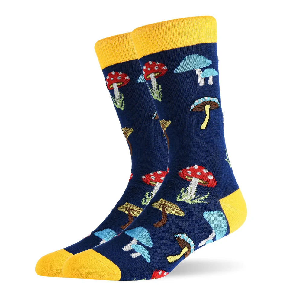 Men’s Mustache Sea Creature Long Socks – Fun Cold Weather Crew Socks