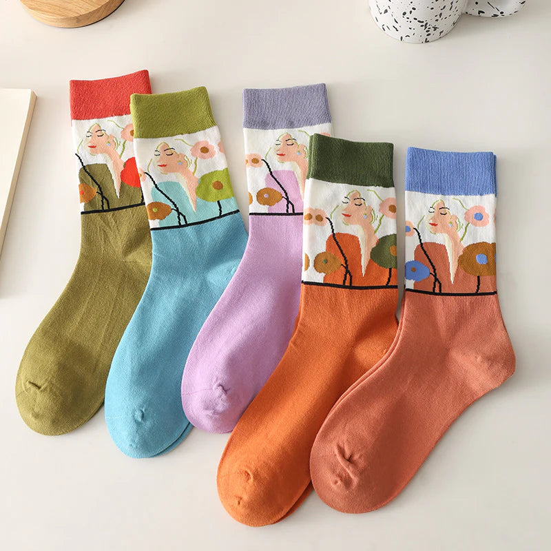 Women’s Delicate Stitched Mid-Calf Socks – Soft Preppy Cotton Socks