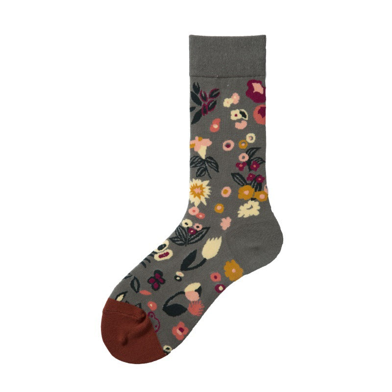 Women’s French-Inspired Face Mismatched Crew Socks – Korean-Style Couple Socks