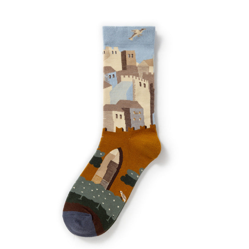 Gallery Edit Art-Inspired Combed Cotton Crew Socks