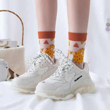Nature Stories Sheer Art Crew Socks - Sun Bloom