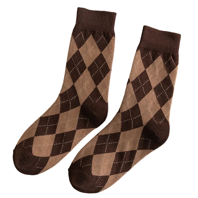 Women’s Diamond Jacquard Crew Socks – Japanese Sweet Sport Socks