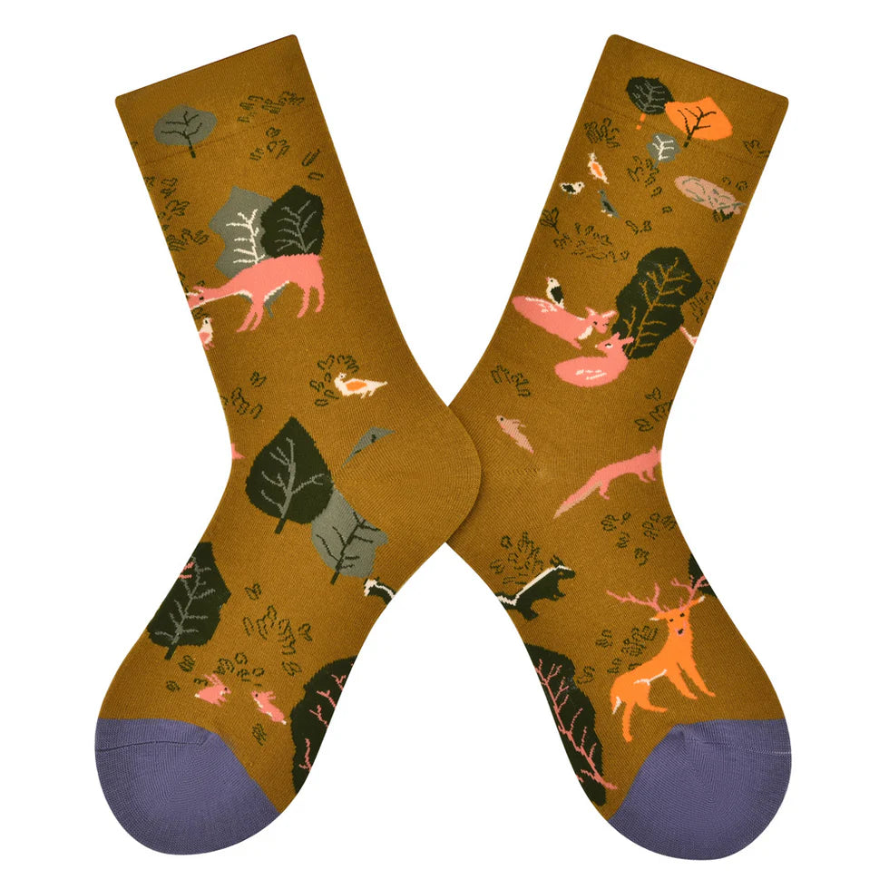 Women’s Odd-Pair Cartoon Tube Socks – Colorful Cotton-Blend Everyday Long Socks