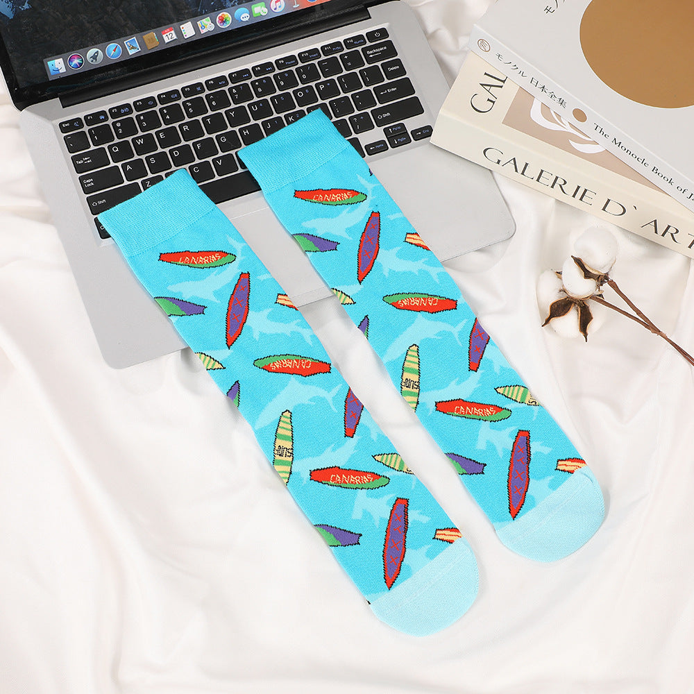Unisex Character Print High-Crew Socks – Cute Cotton-Blend Streetwear Socks